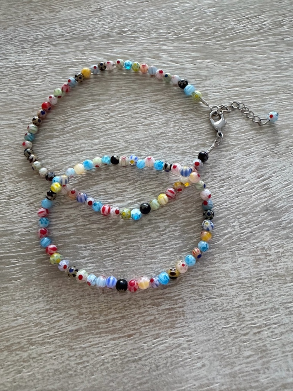 Multicolor Glass Bead Anklet & Bracelet Set - Women's Jewelry NWOT - Picture 2 of 4